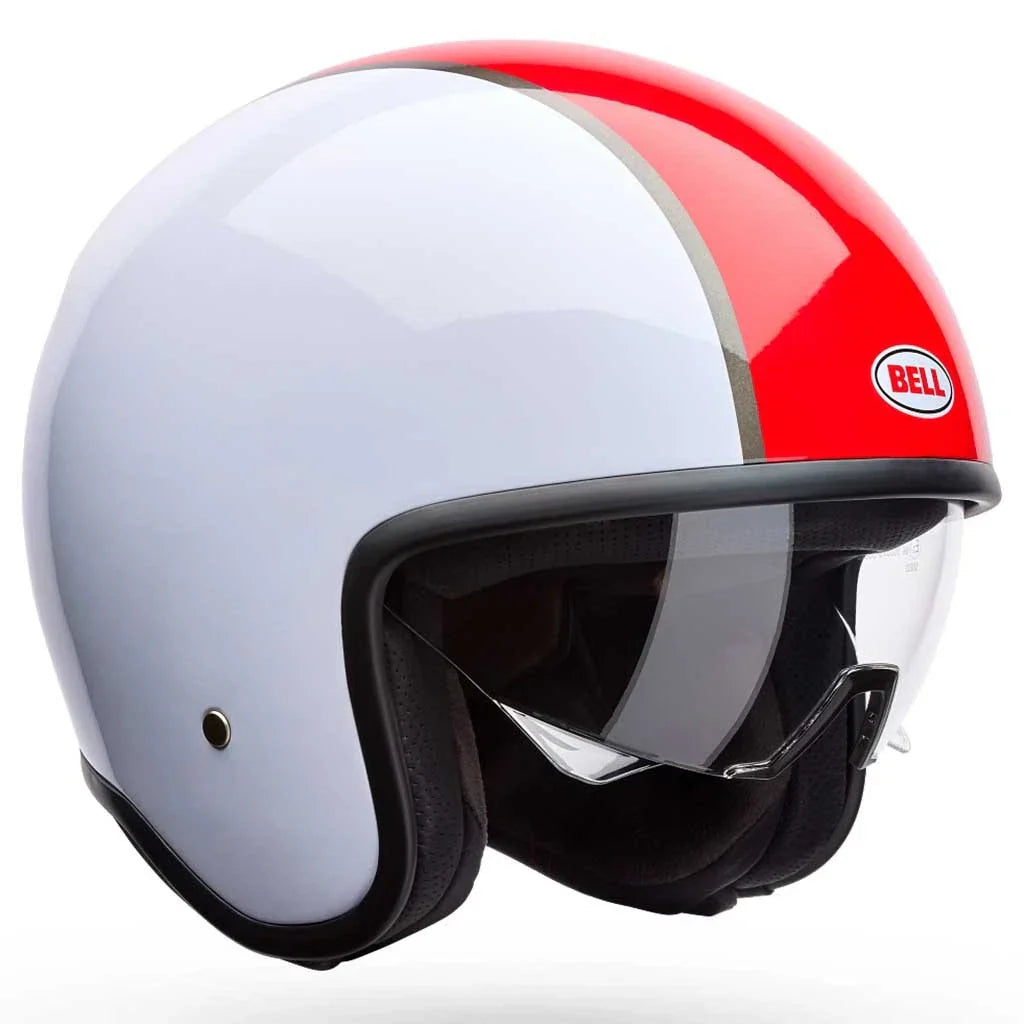 Bell Helmets - TX-501 Rally White/Red Open-Face Helmets w/ Internal Sun-Visor