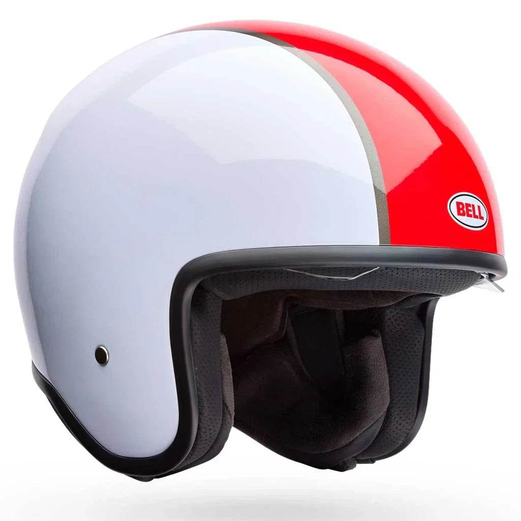 Bell Helmets - TX-501 Rally White/Red Open-Face Helmets w/ Internal Sun-Visor